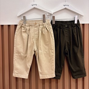 아가방 중계점*BEST*리프 우븐 주름바지 2Color (BEIGE KHAKI) 가을 살짝 배기핏 주름 디자인으로 편안한 착용감 캐주얼한 유아 팬츠