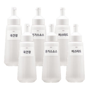 원터치 소스통 화이트 600ml(특대) 6개 + 라벨 21종 세트, 1개