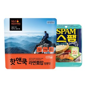 이지밥 핫앤쿡 라면애밥짬뽕 + 스팸세트 발열도시락 전투식량 비상식량 캠핑음식 한라산간편식 등산음식, 190g, 1개