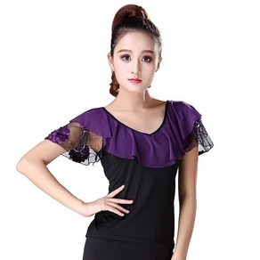 여름 댄스 상의 반팔 브이넥 슬림 티 Dance wear 뉴타임즈 S306R659