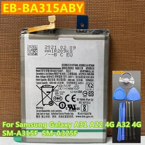 삼성 갤럭시 A22 4G A31 SM-A315F A32 4g SM-A325F A32 휴대폰용 교체 배터리 EB-BA315ABY 5000mAh 신제품, 없음, 1) battey add tools