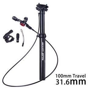 자전거 안장 기둥 시트포스트 ztto mtb doppe seatpost 조절 가능한 서스펜션 내부 라우팅 외부 케이블 원격 레버 100mm 여행 30 9 31 6, ztto 31.6-100 어퍼, 1개