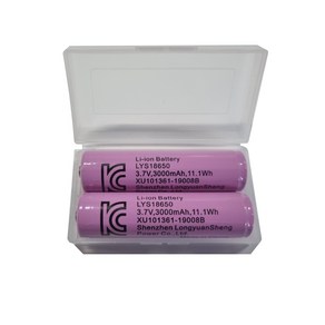 도미노스토리 18650 배터리 3000mah 2개세트 3.7V 11.1WH 충전지 2구케이스포함 69mm, 2개입, 2개