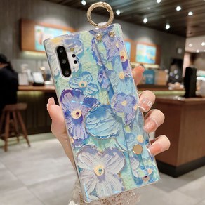 에르모사 갤럭시 노트10 노트10플러스 케이스 GALAXY PHONE CASE 유화 플라워 핸드 스트랩 휴대폰 케이스