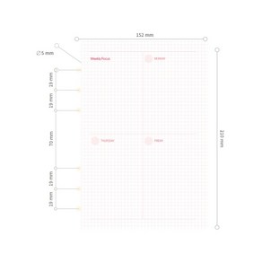 드림널스 A5 6공 다이어리 속지 위클리 120page (1년 분) 리필, 1개