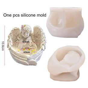 석고방향제 캔들 천사 소녀 콘크리트 수지 홀더 몰드 아로마 테라피 석고 실리콘 촛대 홈 장식품, [01] Silicone Mold