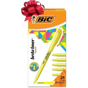 BIC 브라이트 라이너 하이라이터 형광펜 옐로우 24개입