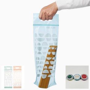 PE 컬러 재사용가능 손잡이지퍼백 슬라이드 빵 생선 면 보관 비닐팩 20개 이케아정품+DASHY행주, 1개