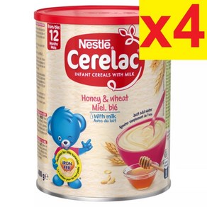 400G 4통 네슬레 세레락 쎄레락 허니앤위트 위드 밀크 이유식 12개월이 Ceelac Honey & Wheat with Milk fom 12 Months, 4개