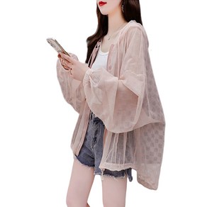 ROYALBELLE 여성 빅사이즈 자외선 차단 후드 점퍼 펀칭 통풍 집업 긴팔 자켓 캐주얼룩 Y042906