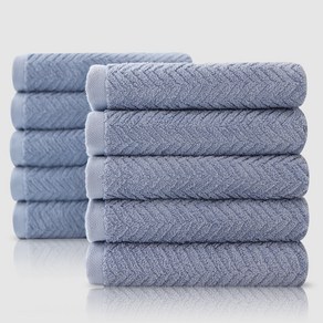코튼리빙 고급 호텔 수건 헤링본 40수 220g 타올, 10개, 히아신스블루