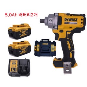 HAEYON 디월트 DCF894P2 20V 충전 임팩렌치 5.0Ah 배터리2개, 1개