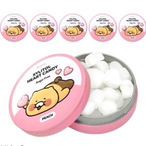 Suomi 춘식이 자일리톨 하트 캔디 복숭아향, 40g, 6개