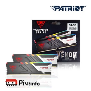 패트리어트 VIPER VENOM RGB DDR5 32G PC5-56000 CL32 7000MHz (16GX2) 듀얼패키지 파인인포 (하이닉스 칩 내장)