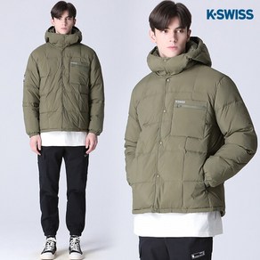 [케이스위스] [(K-SWISS)] 덕다운 버튼 미드 경량 패딩 점퍼