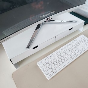 60cm 철제 모니터받침대 스탠드 데스트수납 캡슐보관함, 유광 크림