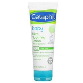 Cetaphil 베이비 울트라 수딩 로션 시아 버터 8 oz (226 g) 2팩, 226g, 2개