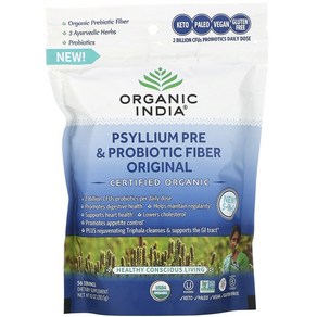 Oganic India 차전자피 프리바이오틱 앤드 프로바이오틱 식이섬유 오리지널 283.5g(10oz), 1개