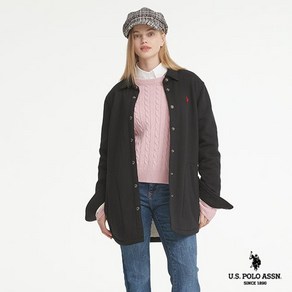 [U.S. POLO ASSN.] 블랙 코튼 플리스 셔캣 여성