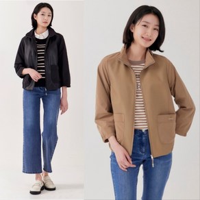 [지센] 여성 레자패치 반넥 크롭소매 코트 점퍼(색상2종) LCCAP221