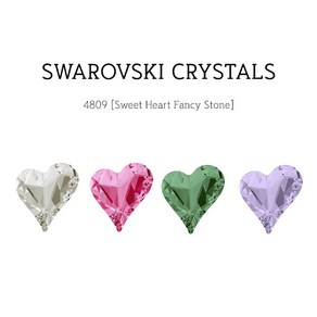 SWAROVSKI CRYSTALS 정품 스와로브스키 4809 스윗하트 팬시스톤 통통하트, 1개, 빈티지로즈