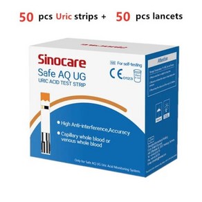 SINOCARE-혈당 스트립 또는 요산 랜싯 50/100 개 (안전한 aqug미터 전용), 1개