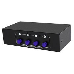 4 웨이 AV 스위치 RCA 스위처 다기능 프리미엄 4 in 1 Out 비디오 오디오 스위처, 140mmx73mmx40mm, 검은색, 금속, 1개