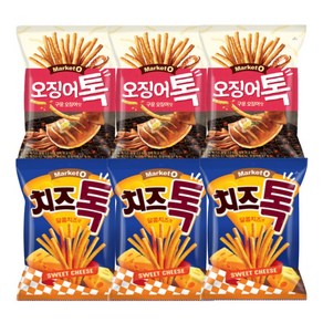 오리온 마켓오 치즈톡 달콘치즈맛 107g 3개 + 오징어톡 구운오징어맛 107g 3개 (총6개), 1세트, 642g