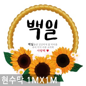 아기 백일 축하 해바라기 현수막 1mx1m 100일 생일 배너 행사 족자 고희연 플랜 카드, BN017.선택 - 백일 축하 해바라기 1X1