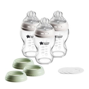 Tommee Tippee Natual Stat 3 Use 유리 아기 젖병 컵 또는 병 세트 255.1g9온스 천천히 흐르는 가슴 같은 젖꼭지 자연스러운 걸쇠 누출 방지, 자연스러운 시작 - 자가 살균