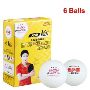 더블 피쉬 3 스타 탁구 공 V40 특수 탁구공 WTT abs용 소재 봉합공 경연 대회 6팩, 6 balls  WTT, 4.6 balls 2022 Wold