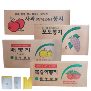 사과 포도 배 복숭아 샤인머스켓 거봉 핀부착 과수 과일 나무 봉지 봉투, 포도봉지 100매, 1개