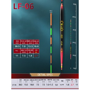 LF 초영웅 내림 소꼬즈리 발사목 바닥 중층 올림 낚시 주간찌 민물찌 가는 찌 긴 몸통 짧은 다리, 1개, LF-06