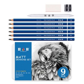 HB문화사 Matt Graphite 스케치 드로잉 펜슬셋트 전문가용 입시용 틴케이스