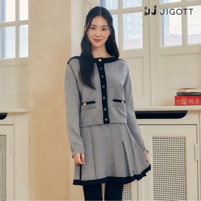 JJ지고트 배색 디테일 보트넥 크롭 가디건 GNCP1CD511