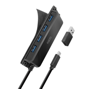 부착형 C타입 USB3.0 허브 멀티 4포트 스마트폰 PC 노트북 그램 태블릿 패드 맥북 연결 USB A 변환젠더 포함, 1개