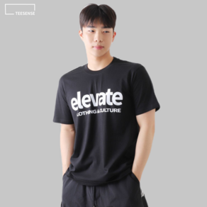 티센스 남녀공용 반팔 elevate 프린팅 티셔츠 자체제작