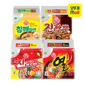 오뚜기 인기라면 BEST 참깨라면 1개 + 진짬뽕 1개 + 열라면 1개 + 진라면 매운맛 1개 1세트