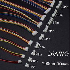 터미널 와이어 케이블 소켓 포함 미니 소형 JST 2 0mm PH2 0 수 암 커넥터 2 핀 3 핀 4 핀 5 핀 6 핀 7 핀 8 핀 9/10 핀 플러그 26AWG 5 세트, Length100mm, 5 Sets 2P