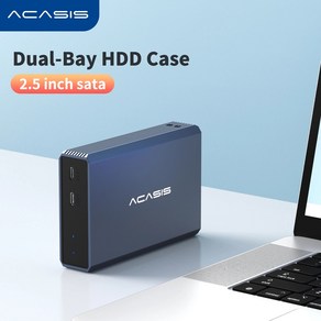 Acasis HDD 케이스 듀얼 베이 외장 하드 드라이브 인클로저 케이스 SATA 하드 디스크 어레이용 SSD RAID 기능 PC 케이스 2.5 인치