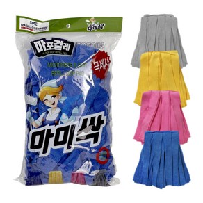 마미싹 극세사 마포 걸레 리필 4컬러 300g 국산-교체용 마대 밀대 대걸레 항균 건물 청소, 극세사 마포걸레(노랑) - 300g, 1개
