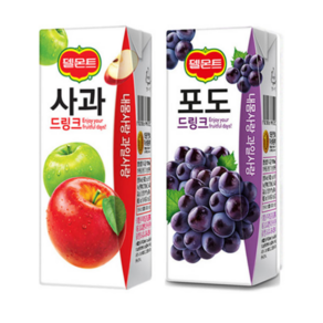 델몬트 쥬스 사과 + 포도 드링크팩 190ml 각24팩(총48팩), 1세트, 델몬트 쥬스 사과 + 포도 드링크팩 190ml 각24팩