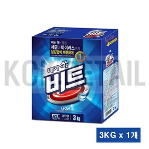 비트 분말 세탁세제 일반용, 1개, 리필, 3kg
