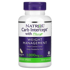 나트롤 Natol Phase 2 Cab Contolle 함유 흰강낭콩 추출물 인터셉트 Intecept 500mg 베지 캡슐, 1개, 60정