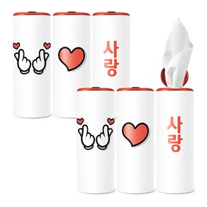 슬림티슈 6P [사랑세트] / 원통형 차량용 선물용 대나무 티슈, 1세트, 6개입