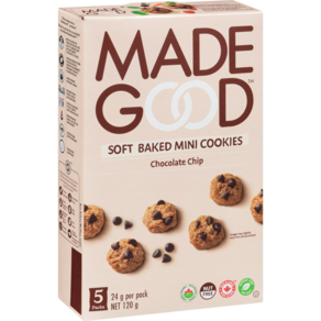 캐나다 유기농 소프트 쿠키 메이드굿 글루텐프리 개별포장 간식 MadeGood Soft Baked Cookies Gluten Fee, 120g, 3박스