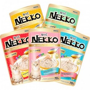 네코(NEKKO) 그레이비 파우치 SET (70g x 12개) -, 참치토핑+가다랑어