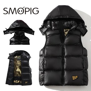 SMOPIG 가을 겨울 후드 남자 패딩조끼 빅사이즈