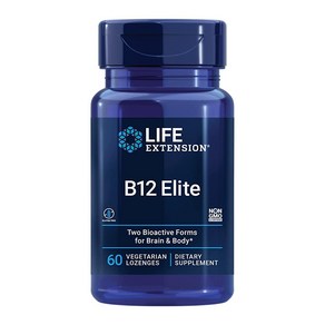 Life Extension B12 엘리트 아데노실코발라민 메틸코발라민 뇌 건강 및 도파민 생산을 위한 두 가지 활성 형태 GMO 프리 글루텐 채식주의자 캔디 60개 16, 60정, 1개