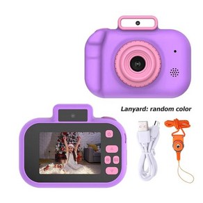 즉석카메라 용 다기능 디지털 카메라 HD IPS 스크린 USB 충전 랜야드 포함 휴대용 2 인치, [05] Puple no cad, 10 Puple no cad, 1개